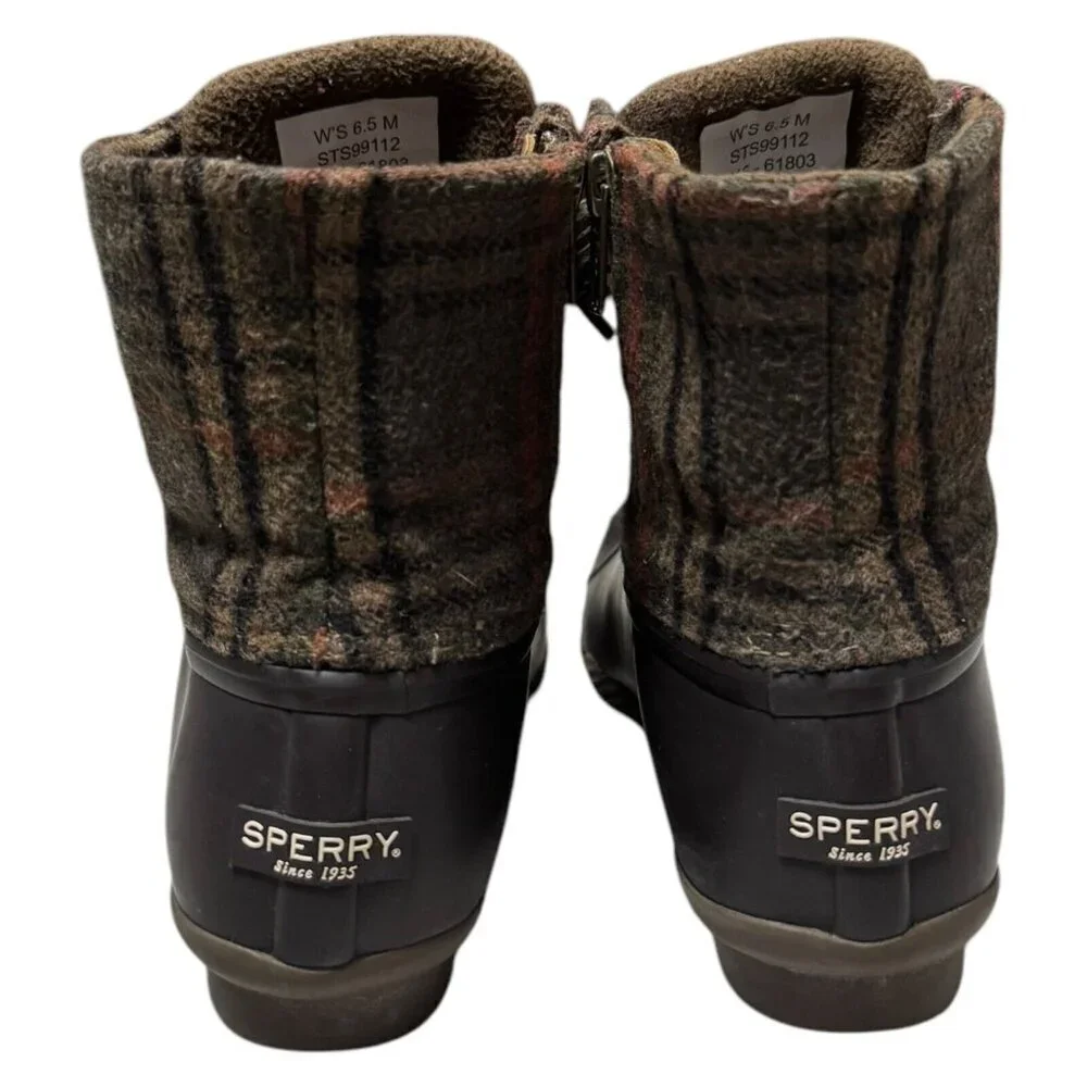 SPERRY Rain Boots Designer Winter Fall Spring Ankle Bootie Waterproof Womens 6.5